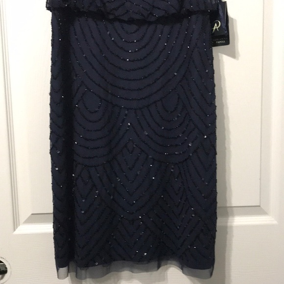 Adrianna Papell sequin blouson dress Navy Black - Picture 7 of 8